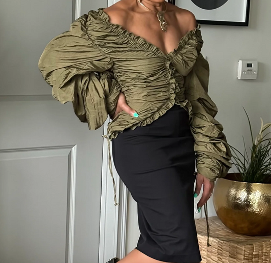 The Olive Allure Statement Blouse