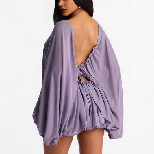 Backless Mesh Mini Dress