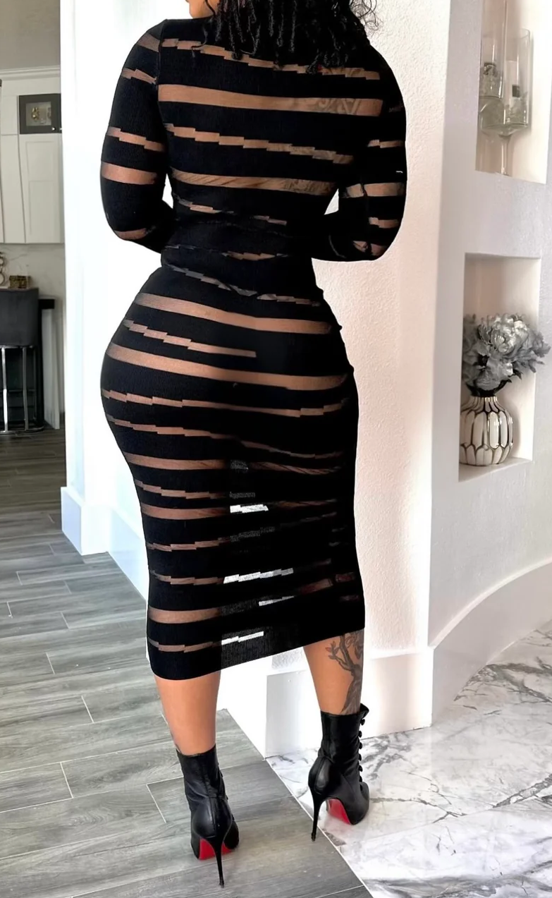Striped Knit Sweater Dress