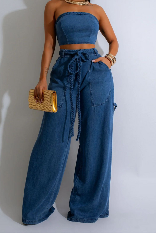 Peyton Denim Pant Set