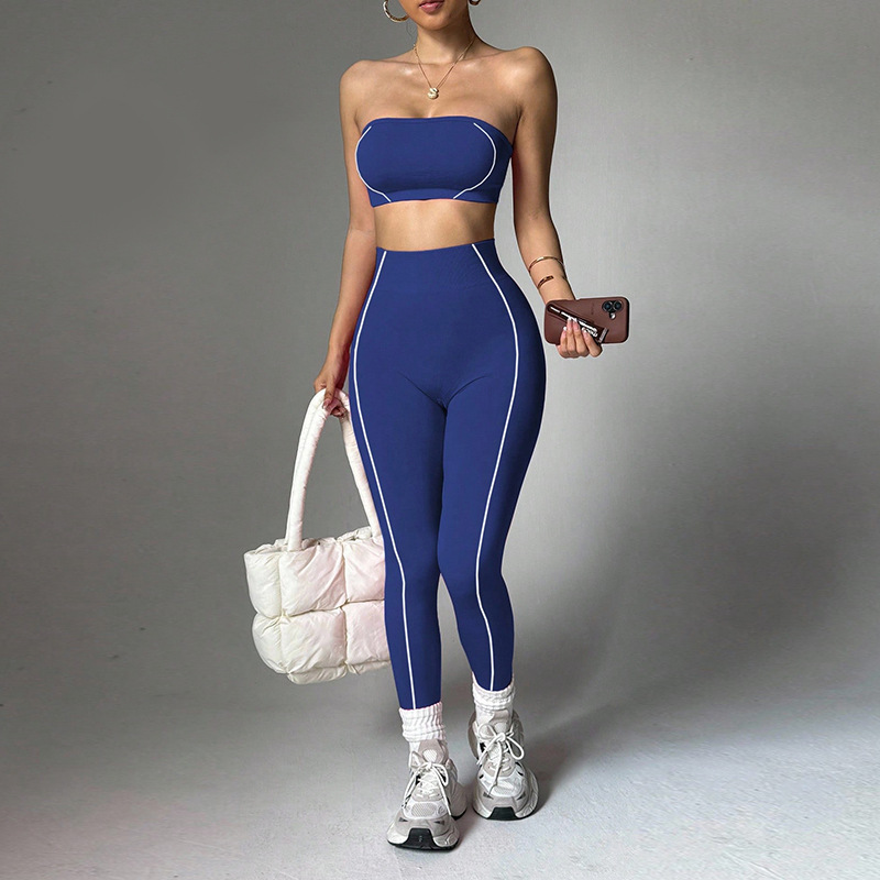 Color-Blocked Tube Top Tracksuit Set