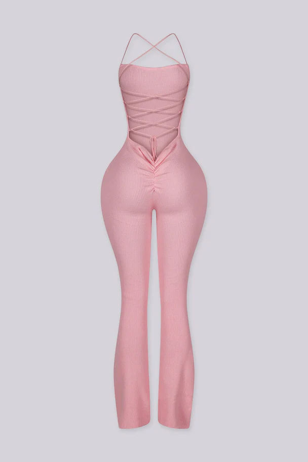 Cereza Ribbed Lace Up Jumpsuit