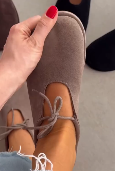 Full-Coverage Solid Color Leather Soft Sole Lace-Up Boken