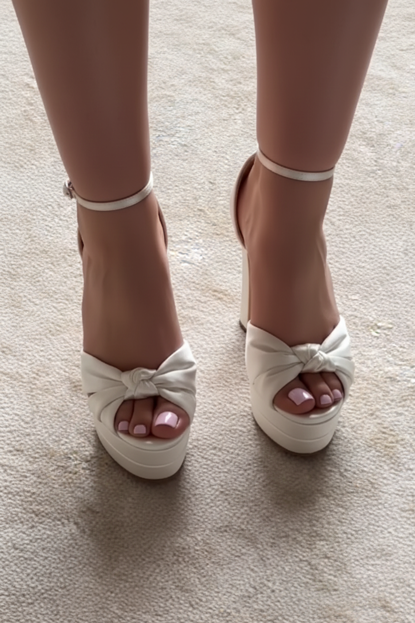 Waterproof Platform Silk Back Crisscross High Heels