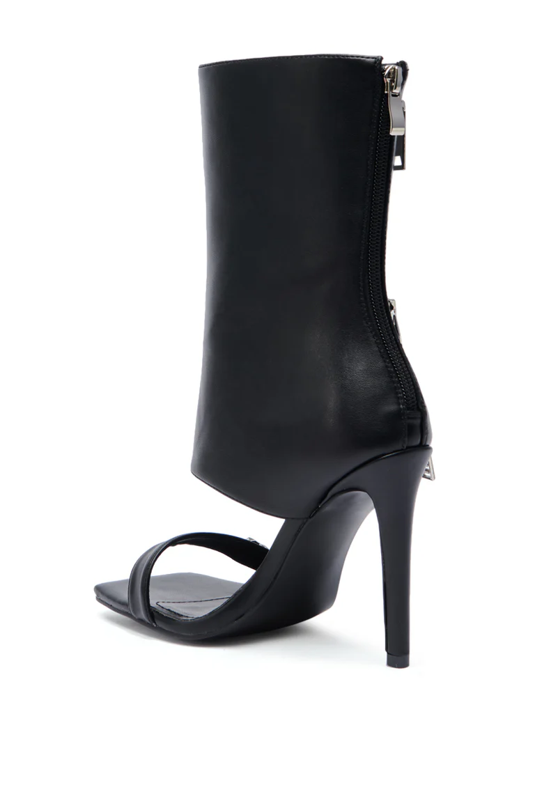 Black Zipper Detail Sandal Bootie