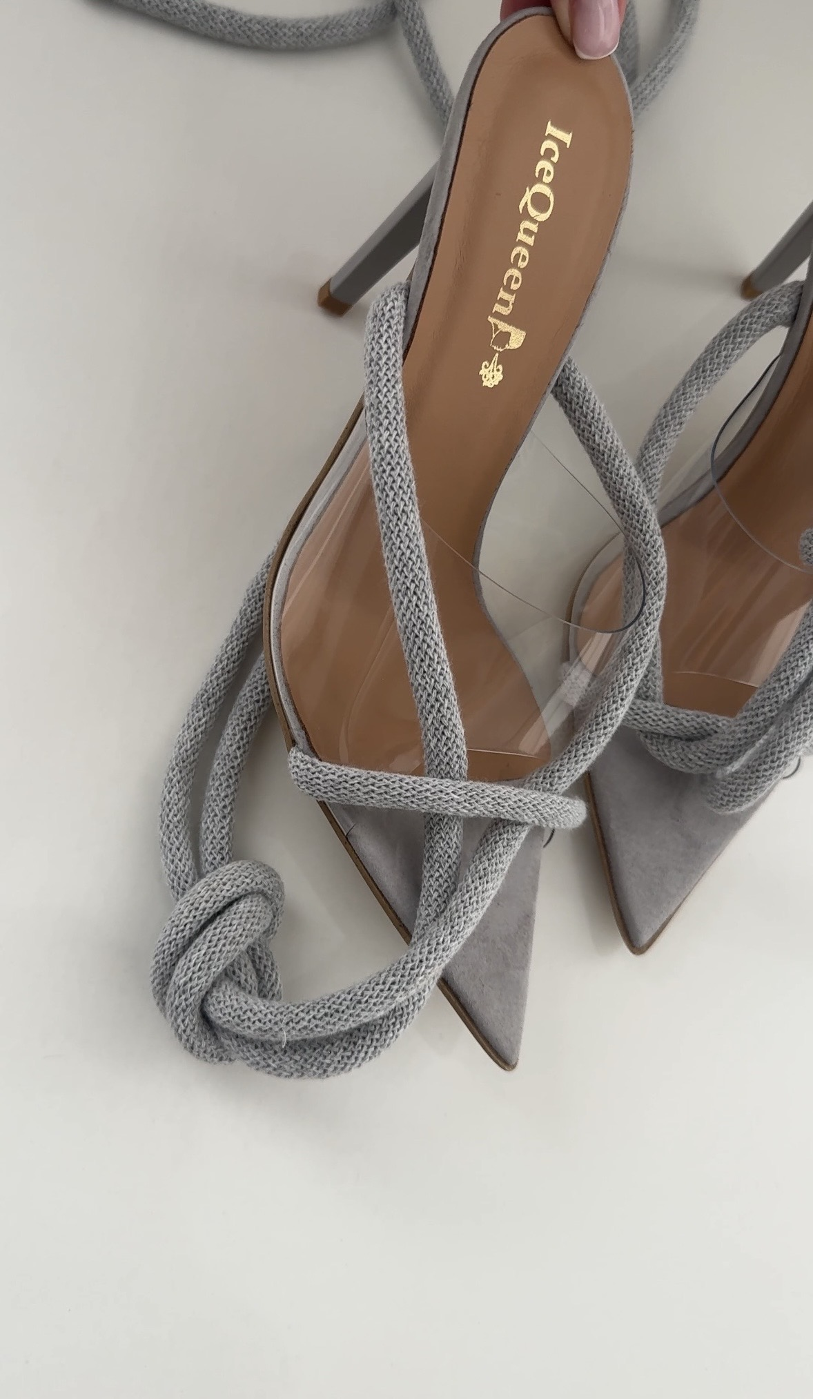 Grey Boho Strappy High Heels