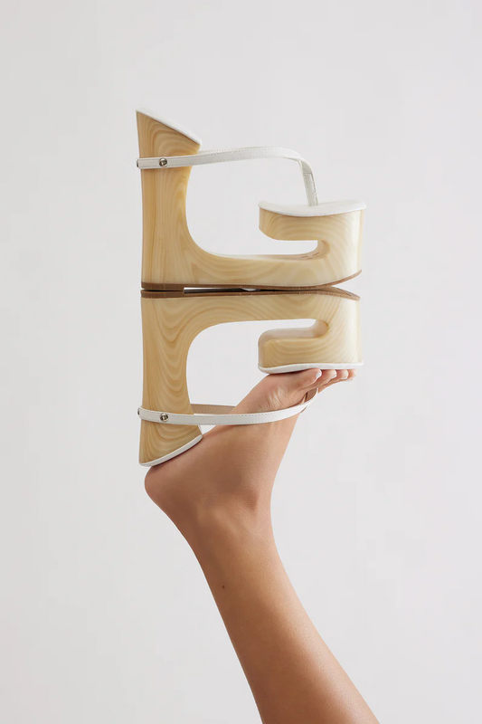 White Wedge-Heeled Clogs Sandals