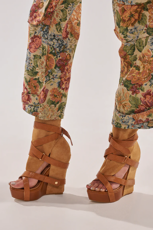 Faux Suede Wedge Sandals