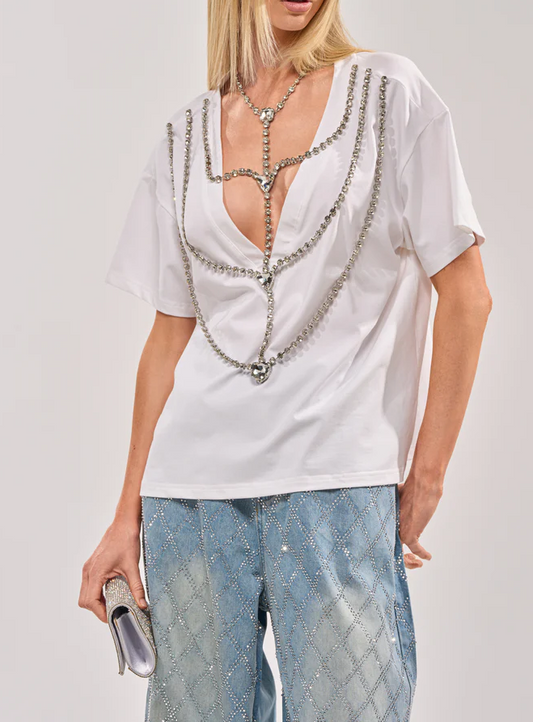 Diamonds Dancing Rhinestone Detail Tee