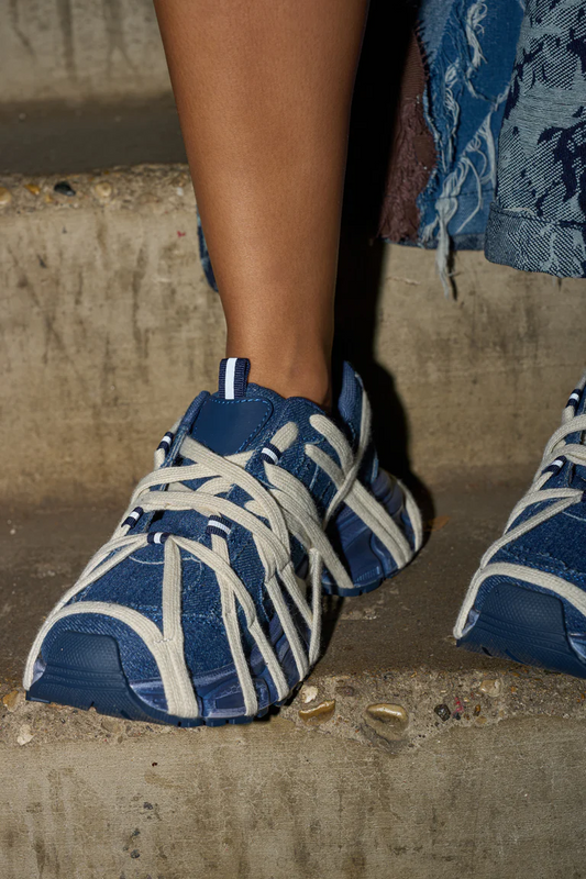 Denim And Lace Detail Sneakers