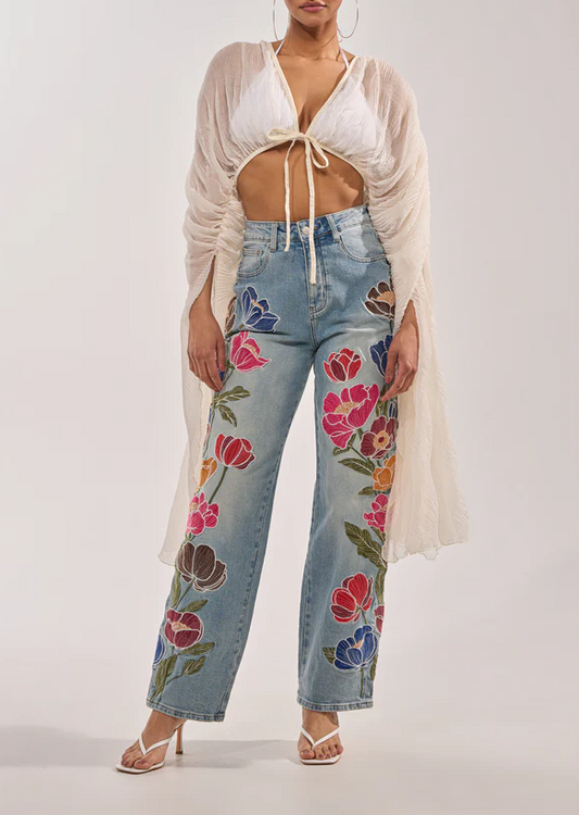 Fly Away Chiffon Blouse & Linen Pleated Maxi Skirt