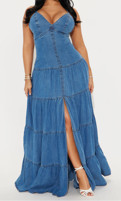Serena Denim Maxi Dress