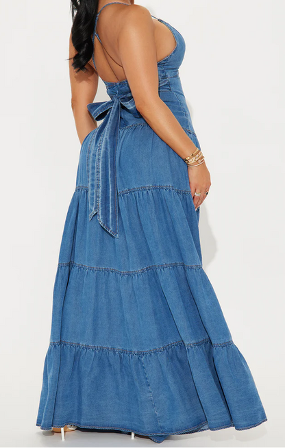 Serena Denim Maxi Dress