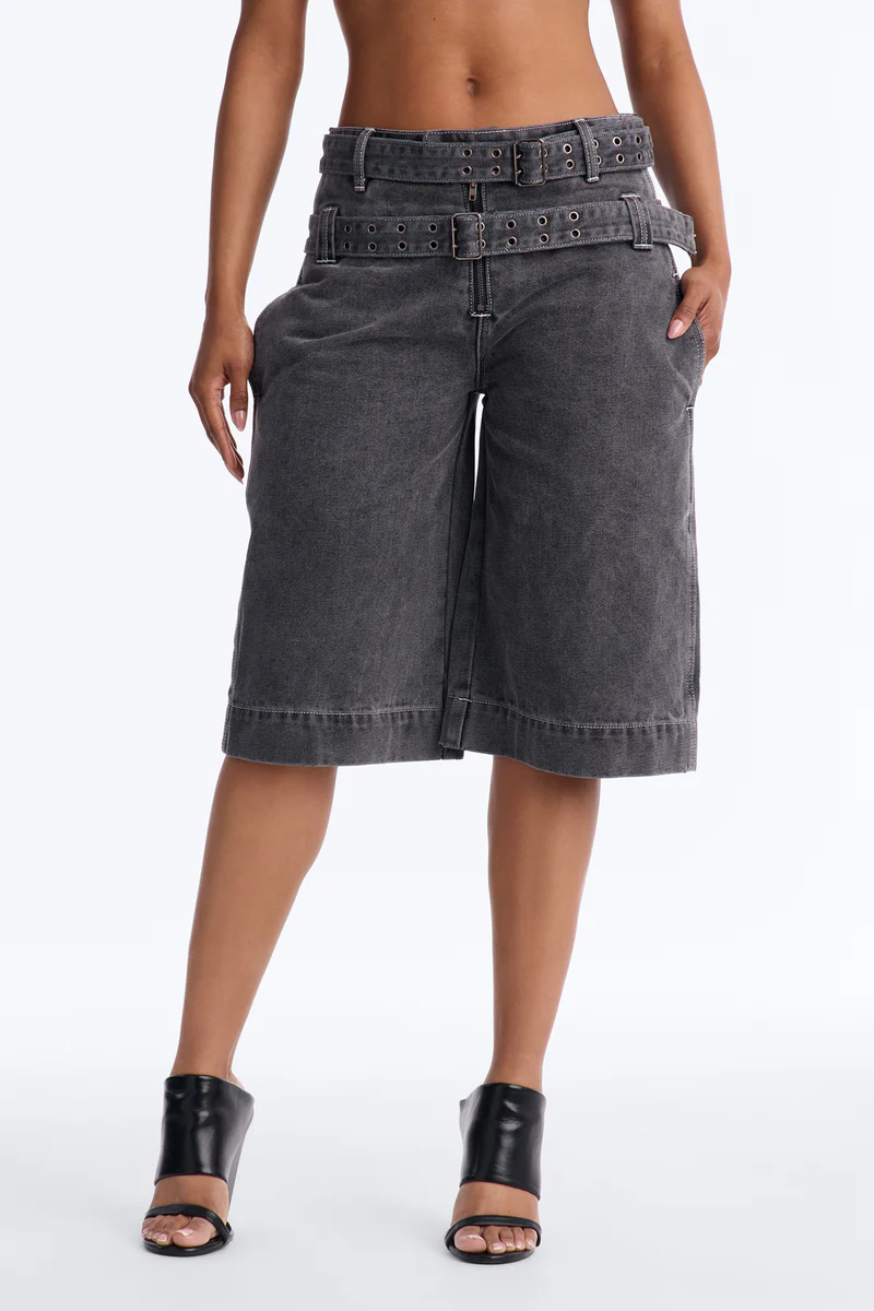 Loving London Hooded Denim Crop Trench & Belted Denim Jorts Set