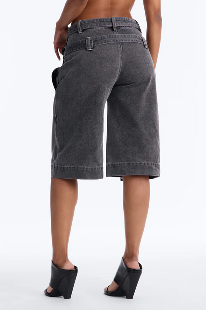 Loving London Hooded Denim Crop Trench & Belted Denim Jorts Set