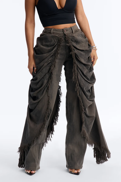 Skirt Overlay Straight Leg Jeans