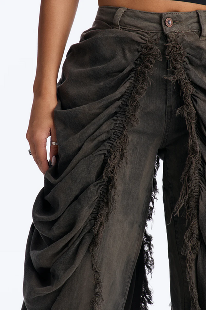 Skirt Overlay Straight Leg Jeans
