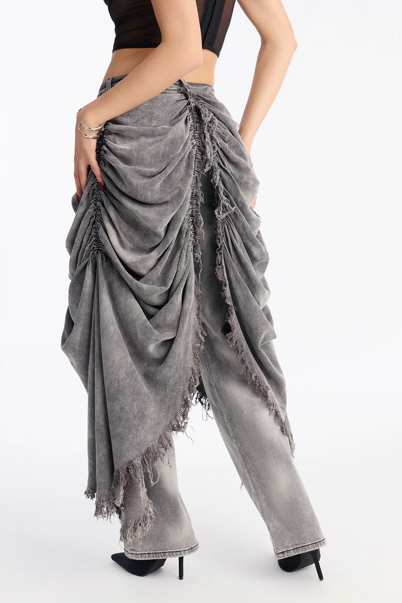 Skirt Overlay Straight Leg Jeans