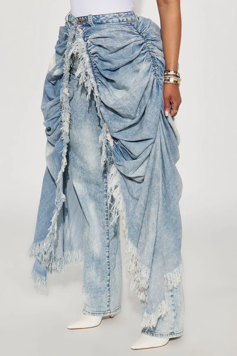 Skirt Overlay Straight Leg Jeans