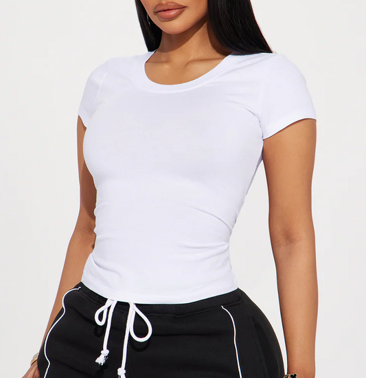 Basic Crew Neck Short-Sleeve Top
