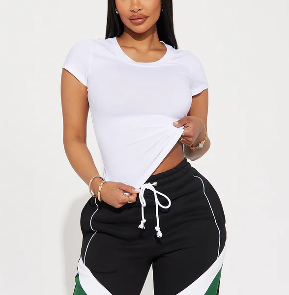 Basic Crew Neck Short-Sleeve Top