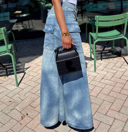 Symmetrical Slit Denim Skirt