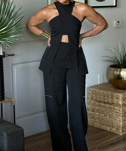 Peek A Boo Halter Pant Set