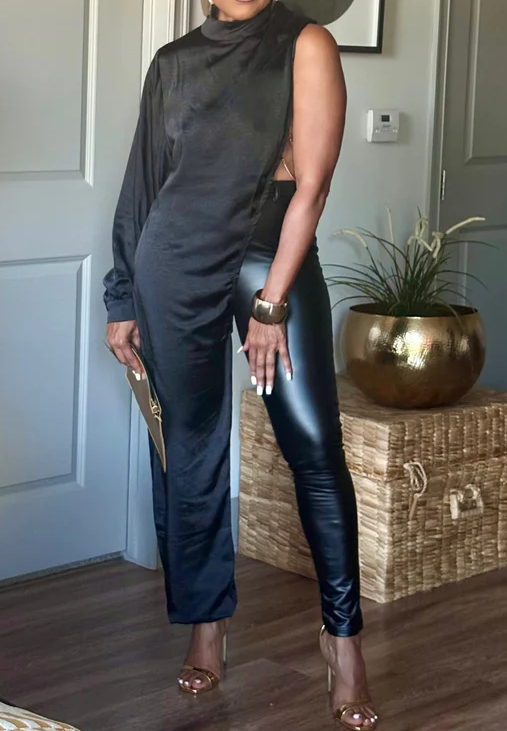Black One Leg Jumpsuit