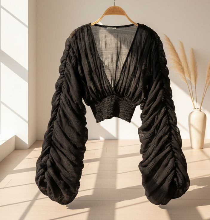 Off White Ruffle Sleeve Top