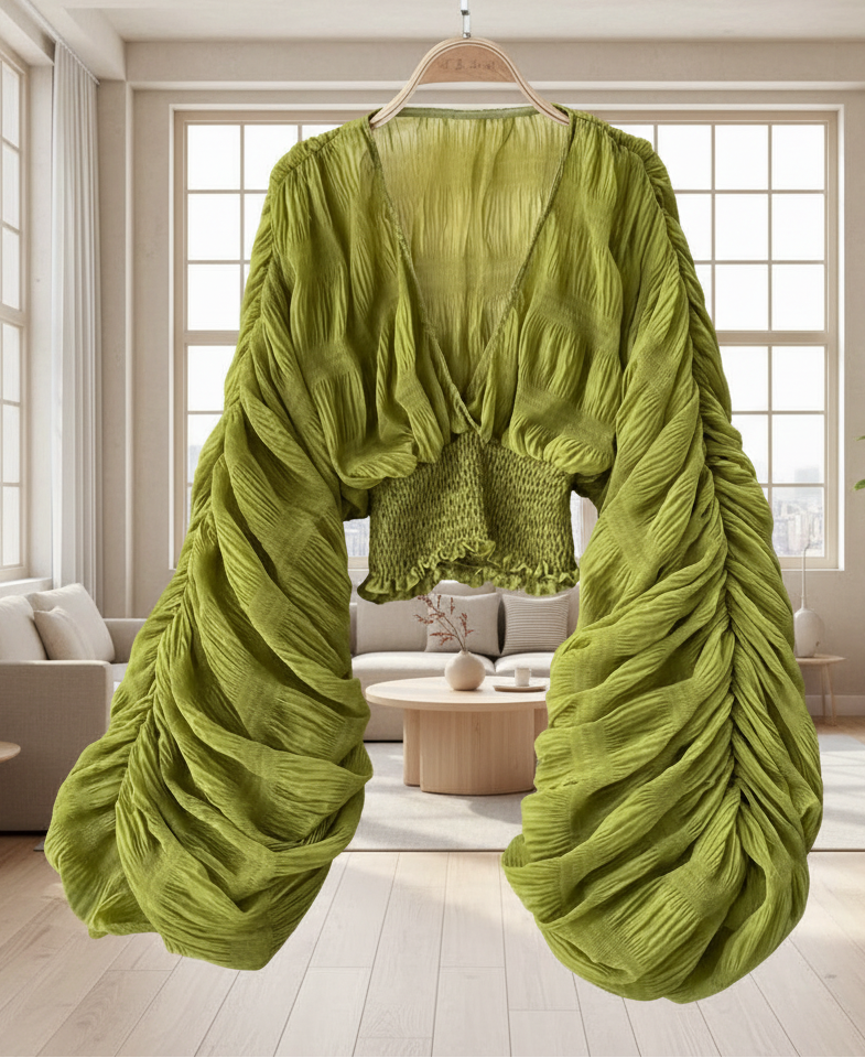 Off White Ruffle Sleeve Top