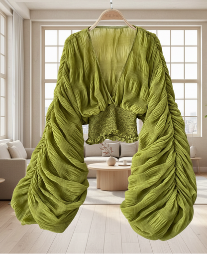Off White Ruffle Sleeve Top
