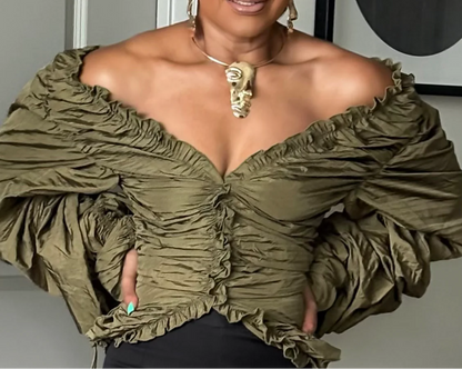 The Olive Allure Statement Blouse