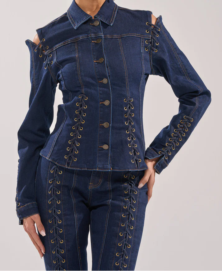 That's On Me Button Down Top & Denim Pant Set
