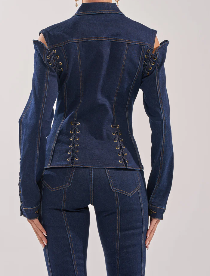 That's On Me Button Down Top & Denim Pant Set