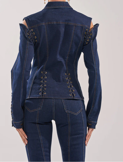 That's On Me Button Down Top & Denim Pant Set