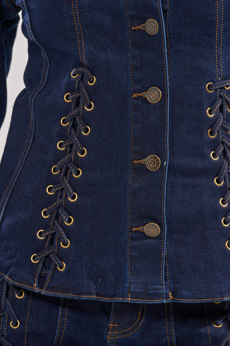 That's On Me Button Down Top & Denim Pant Set