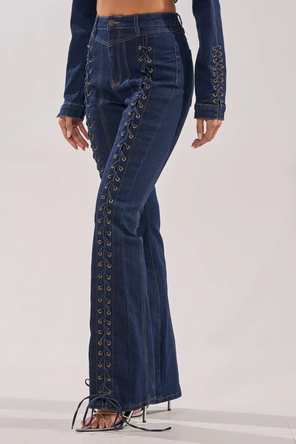 That's On Me Button Down Top & Denim Pant Set