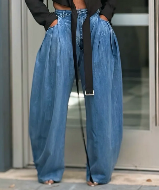 Drama Pleat Denim Pants