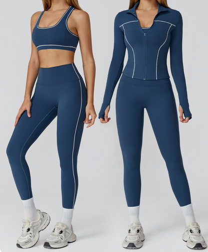 Color-Blocked Yoga Workout Set (3 pieces)