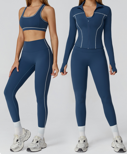 Color-Blocked Yoga Workout Set (3 pieces)
