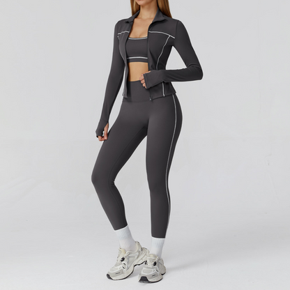 Color-Blocked Yoga Workout Set (3 pieces)