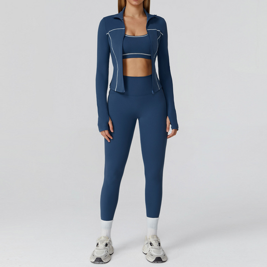 Color-Blocked Yoga Workout Set (3 pieces)