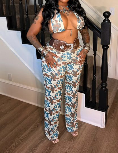 Cowprint 2 pcs Set belt attached to bottoms