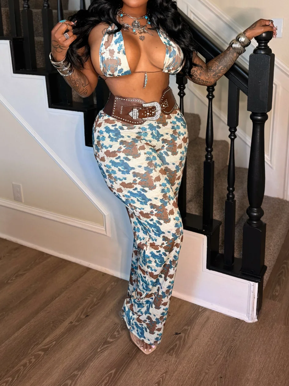Cowprint 2 pcs Set belt attached to bottoms