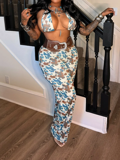Cowprint 2 pcs Set belt attached to bottoms