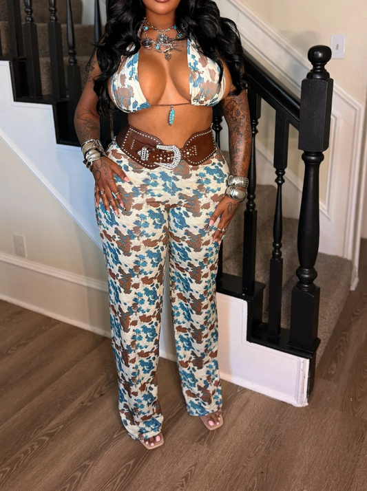 Cowprint 2 pcs Set belt attached to bottoms