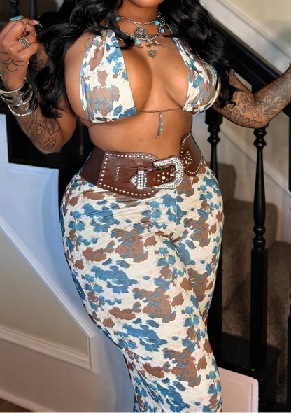 Cowprint 2 pcs Set belt attached to bottoms