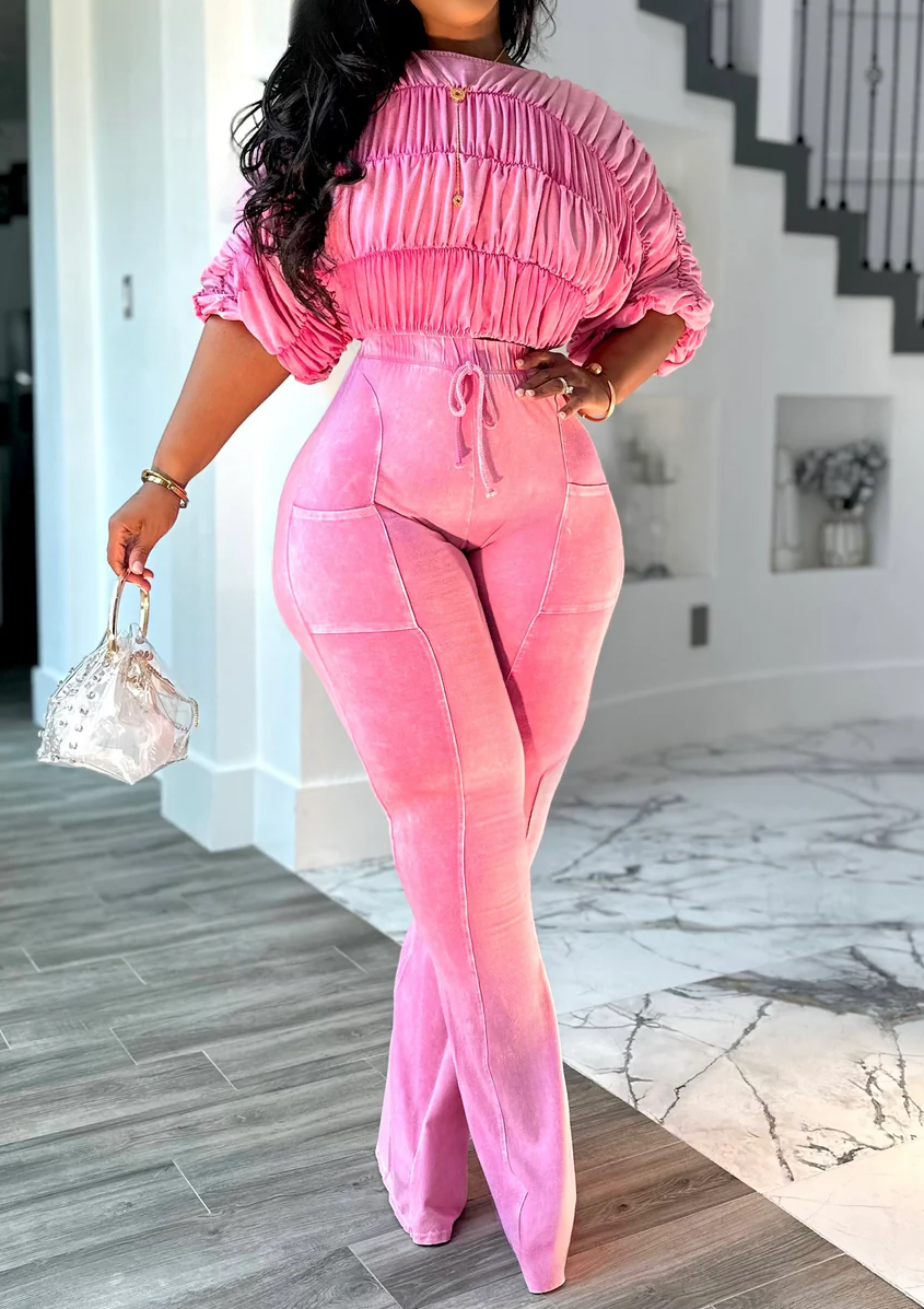 Two-Piece Stretch Casual Set In Contrasting Colors