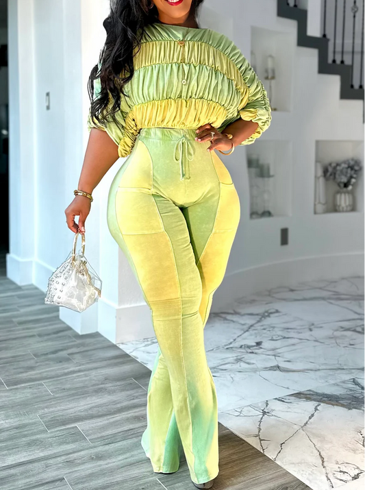 Two-Piece Stretch Casual Set In Contrasting Colors