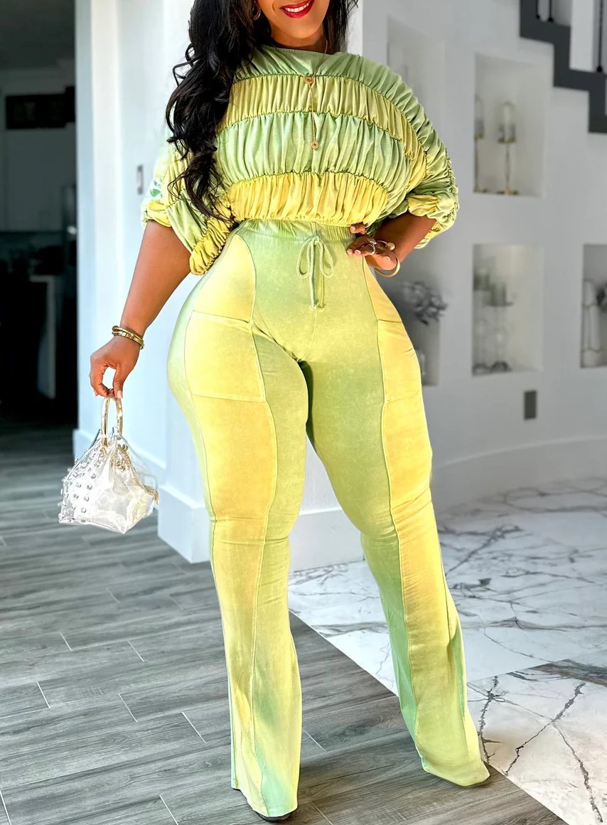 Two-Piece Stretch Casual Set In Contrasting Colors